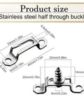 Stainless steel half through buckle, 44x11.5mm, used with Heavy Duty Knockout Performer Invisibly Sliding Furniture Connectors.