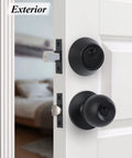 2 Sets All Keyed Alike Entry Knobs And Single Cylinder Deadbolt Matte Black Exterior Front Door Lock With Same Keys