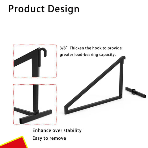 Heavy Duty 4 Pack Shipping Container Shelf Brackets Rock Solid Steel Rack Supports With Reinforced Stabilizer Bar For Garage Storage And Workshop Shelving Dead Simple Assembly showing enhanced hook width and triangle design.
