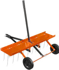 40 Inch Orange Tow Behind Dethatcher With 24 Spring Steel Tines For Removing Thatch Leaves And Needles From Large Lawns