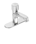 SLS 7000 DP4 Scot Metering Lavatory Faucet With Four Inch Deck Plate In Polished Chrome Low Flow 0.5 GPM With Adjustable Timing