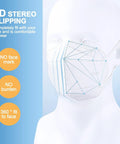 3D stereo clipping of 30 Pack KN95 Face Masks Individually Packed For Safe Everyday Use Five Layer Cup Design shown on mannequin