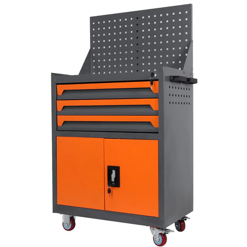 Rolling Tool Box Organizer With Wheels For Auto Repair Cart Featuring Drawers, Soft Liners, And Locking System