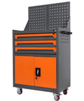 Beefy Rolling Tool Chest On Wheels For Auto Shop And Garage Built From Thick Cold Rolled Steel With Rust Resistant Finish Protective Liners In Each Compartment Spacious Top Tray Locking Casters Ideal Tool Storage Cart, front view