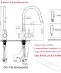 Diagram of Black Kitchen Faucet With Magnetic Pull Down Sprayer High Arc Stainless Steel Design CUPC Ceramic Cartridge 10 Inch Deck Plate
