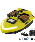 Yellow Beast GPS Fishing Bait Boat with 12000mAh Battery, 1640ft Remote Range, Triple Bins, RC Boat, and included accessories.