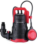 Heavy Duty Submersible Sump Pump 1 HP 3960 GPH With Float Switch Workhorse Thermoplastic Portable Water Removal Transfer Pump For Swimming Pool Basement Garden Pond Draining 16.4 Ft Cord, front view with float switch and handle visible.