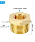 Brass Hex Bushing Two Pack One Half Inch NPT Female To One Inch NPT Male Reducer Pipe Fittings For Water Air Oil Gas Lines