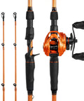 Lethal Blaze Twin Tip Casting Combo 7 Foot 4 Inch Heavy Right Handed Two Piece Rod With Ultra High Sensitivity For Bass Trout Walleye