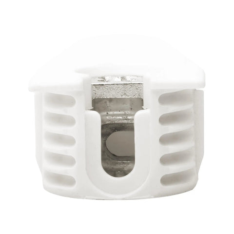 100 Pack Dead Reliable Cam Connectors For 19 Mm Panels With Ridge Drop In Cam Lock Nut Furniture Fasteners White Finish outriggers close-up view.