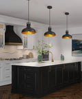 Black Farmhouse Pendant Lights Matte Finish Industrial Vintage Dome Hanging Light Fixtures over kitchen island