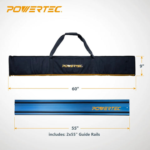 Shop Favorite Track Saw Guide Rail Extender Kit Featuring Two 55 Inch Aluminum Tracks With Rock Solid Couplers And Rugged Canvas Sling For Straight Shots And Clean Cuts On Any Project. Includes canvas carry bag.