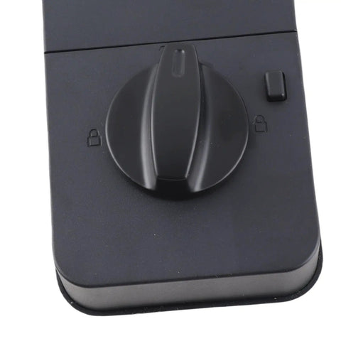Close-up view of a Keyless Smart Lock With Biometric Fingerprint Reader And Push Button Code Plus Rfid Card Access control panel.