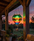 Valentines Day Outdoor Lantern Solar Powered Hot Air Balloon Lights For Garden And Yard Hanging Flickering Flame Led Decor For Trees Patio And Mom Lovers, colorful lantern glowing at sunset on patio
