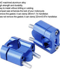 Blue 22mm And 28mm Handlebar Mount Clamps Riser Adapter CNC Aluminum Alloy Beefy Build Ultra Strong Durable Easy No Drill Installation
