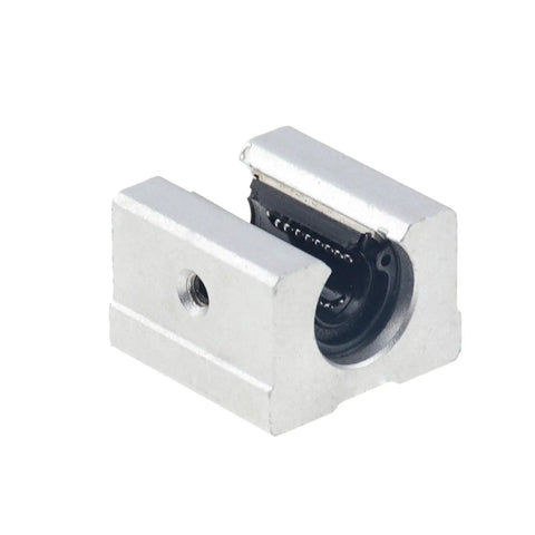 4 Piece Linear Bearings Set SBR12UU SBR16UU SBR20UU For CNC Machines, 3D Printers And DIY Ready Precision Tooling, 12 16 20mm Lengths For Smooth Linear Motion And Reliable Performance. aluminum linear bearing block close-up for CNC and 3D printer rails