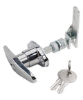 Durable Zinc Alloy T Handle Lock with keys for truck cap camper shell and garage doors, silver finish with hardware.