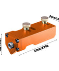 Effortless Aluminum Extrusion Drill Jig For Straight Up Precision Tapping And Metal Projects Quick Setup With Universal Fit showing orange frame.