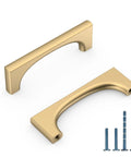 10 Pack 3 Inch Cabinet Handles Champagne Bronze Zinc Alloy Drawer Pulls For Kitchen Cabinets Cupboards Wardrobe 76mm Pulls Durable Hardware For Dresser And Closet, shown with screws