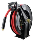 Tough Steel Dual Arm Air Hose Reel Boasting Smooth Auto Retractable Hookup And Crack Proof Epdm Rubber Tubing That Shuts Down Kinks And Ice Jam Issues While Dishing Out Solid 300 Psi Power For Shop Gear And Daily Grind Jobs.