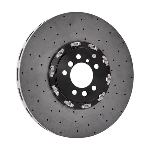 Track-Ready Carbon SiC Brake Discs Set For High-Performance Cars And Heavy Machinery, 40 Percent Lighter Than Steel, Rapid Heat Dissipation, Shorter Braking Distances, Front And Rear Axle Upgrade, Rust-Proof, Quiet, Ideal For Supercars Like 488 Pista