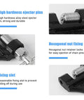Close-up of Beefed Up Chain Breaker Tool showing hexagonal nut, hardness ejector pins, and fixing slot with descriptions.