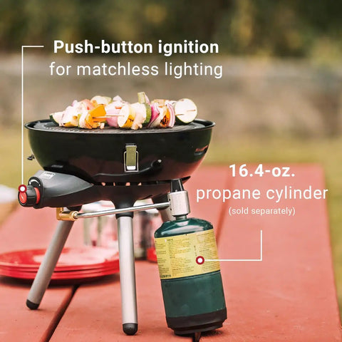 Four In One Portable Propane Grill With Stove Griddle And Wok Attachments for tailgating, 7000 BTU, 100 sq in cooking area on table