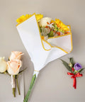 Waterproof Matte Flower Bouquet Wrapping Paper Set 60 Sheets No Fuss Easy Peasy Floral Packaging with sunflowers and roses.