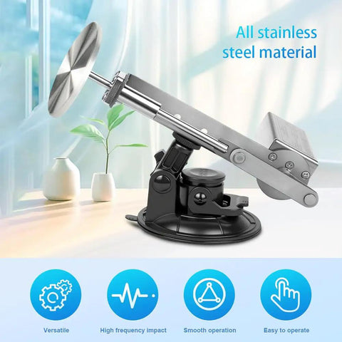 Boss Level Mini Linear Actuator With 45Mm Stroke And Smooth 30 To 400Rpm Speed Control mounted on a suction base, showcasing stainless steel material.