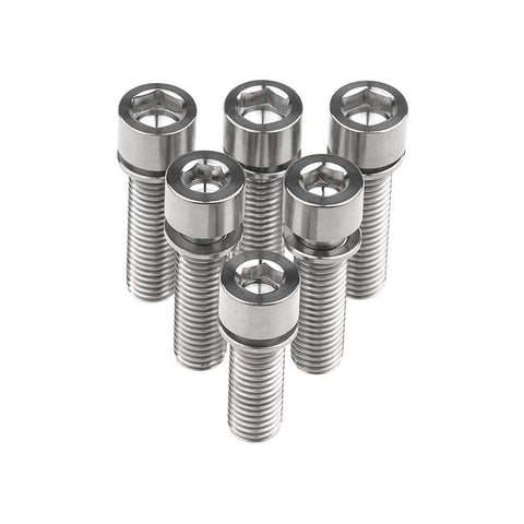 Ride Ready Titanium M7 Bolt With Washer 25mm Socket Cap Head Screws For Bike Parts Pack Of 5, shown upright with hex heads.