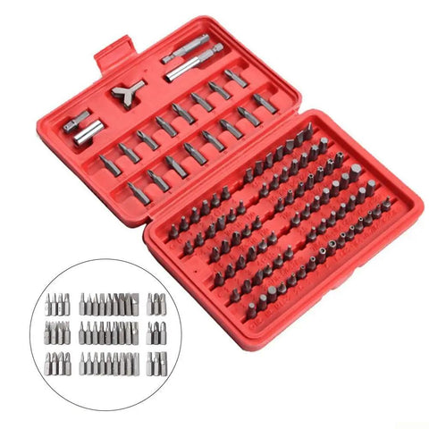 Sumsoctober Heavy Duty 100pc Magnetic Screwdriver Bit Set With Hex Star Spanner Security Tips And Adapter For Power Drill Cordless Tools And DIY Gear in red case