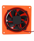 Front view of Solar Powered Exhaust Fan Kit With 20W 5V Monocrystalline Panel Round Baffle for ventilation in orange casing.