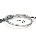 44 Inch Replacement Hose For Metal Plumbing Lines, 21-133L Value Line Silver Braided Hose with fittings on white background