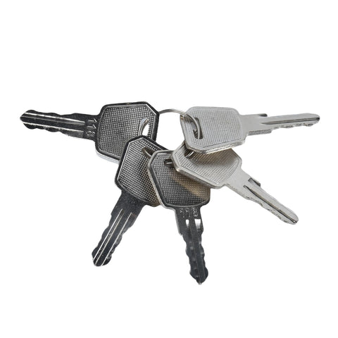 Five Pack Replacement Keys 118 for Big Joe Electric Pallet Jacks, shown in a bunch, direct fit easy install for E30 EZ30 and more models.