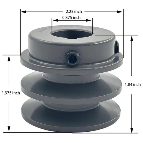 Double Groove V Belt Pulley 2.25 Inch Outside Diameter Cast Iron Sheave For A AX 3L 4L V Belts 7/8 Bore 2AK2278 detailed view