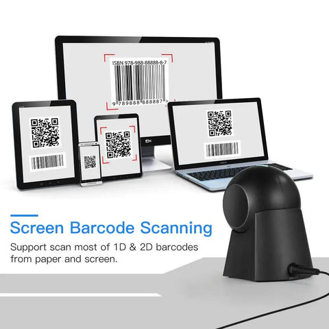 Hands Free 1D 2D Barcode Scanner With QR Reader Plug And Play For Desktop POS Systems Screen Scanning Supported Device