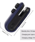Portable 2 In 1 Bag Sealer And Cutter With Magnetic Rechargeable Power, showing dimensions and specs, blue color, side view.