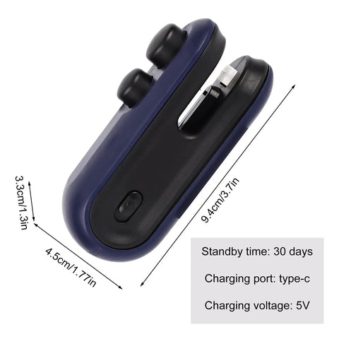 Portable 2 In 1 Bag Sealer And Cutter With Magnetic Rechargeable Power, showing dimensions and specs, blue color, side view.