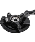 2 Pack Front Steering Knuckle And Wheel Hub Bearing Replacement Kit Direct Fit For Honda CRV 2007 2008 2009 with part numbers 51216SWAA00 45255STKA00 51211SWAA00 44600SJKJ00, showing a single steering knuckle and wheel hub bearing assembly in black metal.