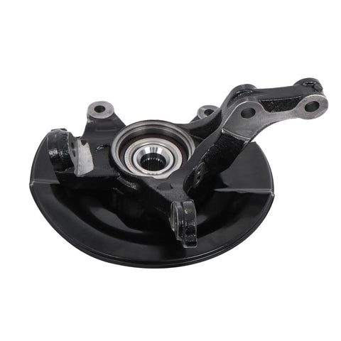 2 Pack Front Steering Knuckle And Wheel Hub Bearing Replacement Kit Direct Fit For Honda CRV 2007 2008 2009 with part numbers 51216SWAA00 45255STKA00 51211SWAA00 44600SJKJ00, showing a single steering knuckle and wheel hub bearing assembly in black metal.