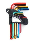 Premium Precision Metal Hex Key Kit With Extended Long Arm Handle For Tough Installations And Manufacturing Jobs That Let You Crush Any DIY Project Or Heavy Duty Work Fast Without The Frustration Of Stripping Screws Or Wasting Time. 9-piece color hex key set, 1.5-10mm