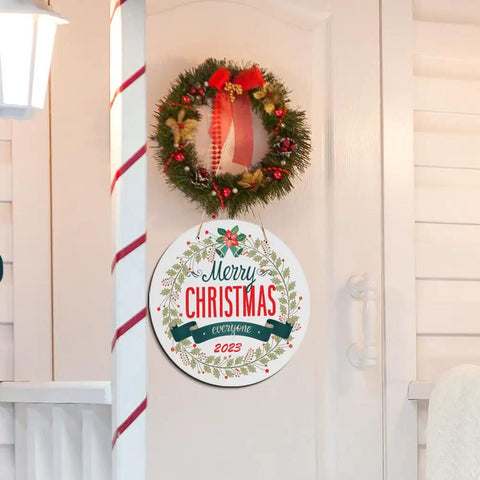 Christmas wreath with Six Pack 10 Inch Round Sublimation Door Hanger Blanks White Hardboard MDF Wood For Heat Press Printing