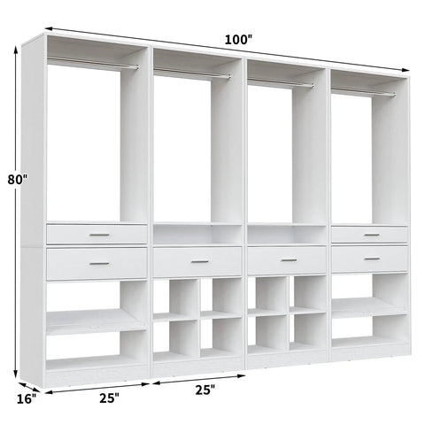 Extra Large Modular Closet System With Six Rock Solid Drawers And Versatile Hanging Rods Adjustable Shoe Rack Plus Cube Storage No Sweat Setup Big Time Organization White Wardrobe Tower For Home