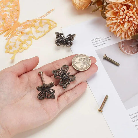 Vintage Butterfly Cabinet Knobs And Antique Bronze Drawer Pulls To Spruce Up Your Dresser Or Nightstand Using This Sweet Retro Animal Furniture Hardware With Solid Iron Screws For A Pretty Dang Nice Home Reno