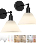 HOJOYRI Black Recharge Battery Operated Wall Sconces Set of Two with Remote, displaying elegant design and soft white light.