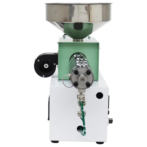 Badass Single Screw Extruder Desktop Machine For Custom 3D Printer Filament Production With Precision Heating And Smooth Plastic Output, front view showing 25mm barrel and stainless funnel.