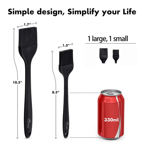 600 Degree Fahrenheit Heat Resistant Silicone Basting Brush Set For BBQ Grilling And Baking, size comparison to 330ml can