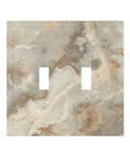Light Slate Marble Pattern Double Toggle Switch Plates Decorative Outlet Cover Wall Faceplate With Premium Dual Gang Design For A Pretty Dang Slick Kitchen Bathroom Refresh, close-up view.
