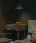 Room with Emerald Dark Skin Peel And Stick Wallpaper Self Adhesive Wall Covering, wooden decor, and cozy bed
