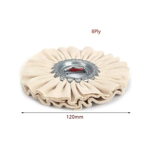 Awesome Two Piece 120 Millimeter Cotton Airway Buffing Wheels Set With 19mm Bore And Super Durable 8 Ply Cloth showing single buffing wheel.